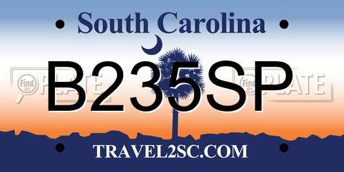 B235SP South Carolina License Plate