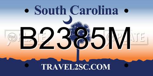 B2385M South Carolina License Plate
