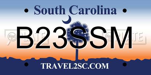 B23SSM South Carolina License Plate