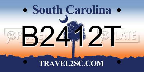 B2412T South Carolina License Plate