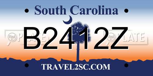 B2412Z South Carolina License Plate