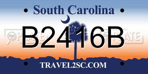 B2416B South Carolina License Plate
