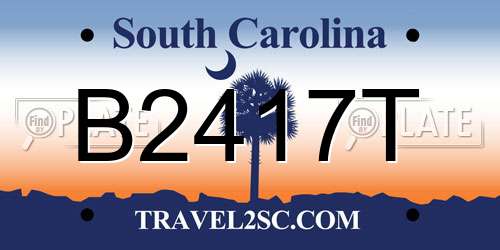 B2417T South Carolina License Plate
