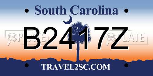 B2417Z South Carolina License Plate