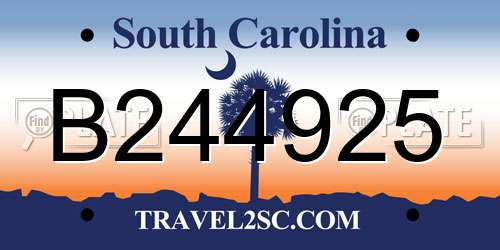 B244925 South Carolina License Plate