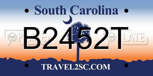 B2452T South Carolina License Plate