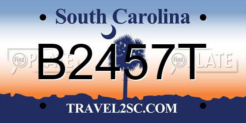 B2457T South Carolina License Plate