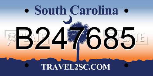 B247685 South Carolina License Plate