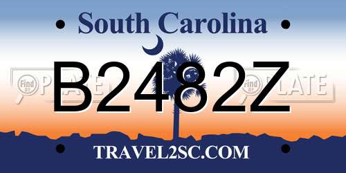 B2482Z South Carolina License Plate
