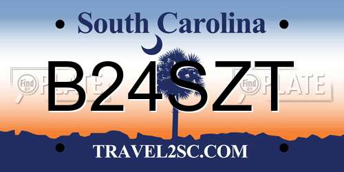 B24SZT South Carolina License Plate