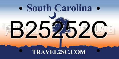 B25252C South Carolina License Plate