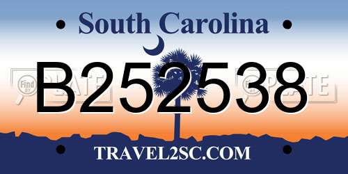 B252538 South Carolina License Plate