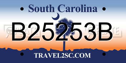 B25253B South Carolina License Plate