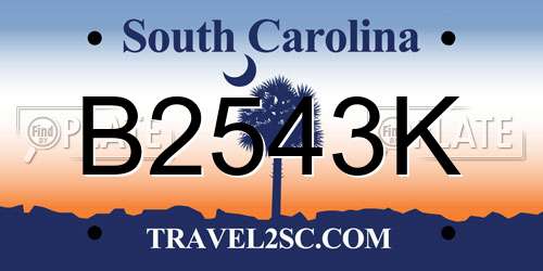 B2543K South Carolina License Plate