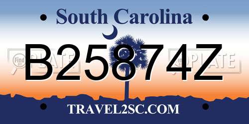 B25874Z South Carolina License Plate
