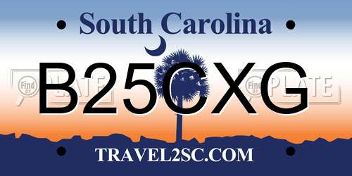 B25CXG South Carolina License Plate