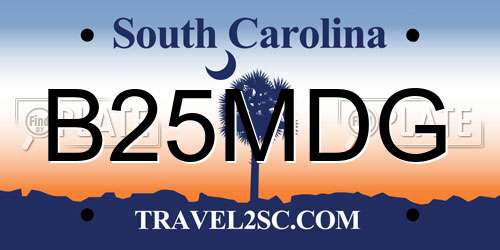 B25MDG South Carolina License Plate