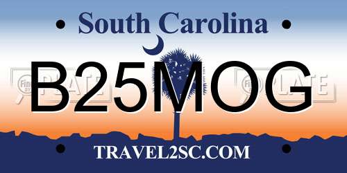 B25MOG South Carolina License Plate