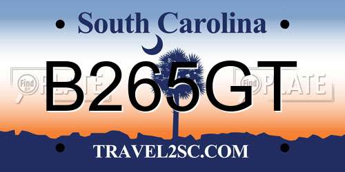 B265GT South Carolina License Plate