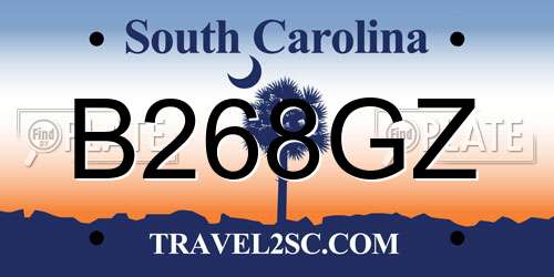 B268GZ South Carolina License Plate