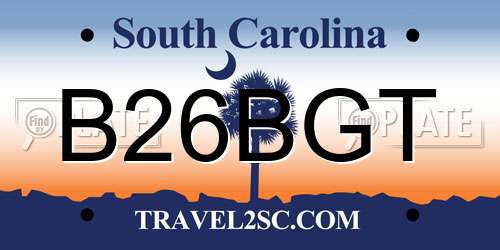 B26BGT South Carolina License Plate