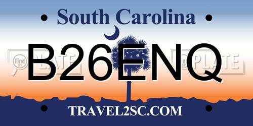 B26ENQ South Carolina License Plate