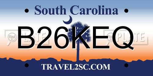 B26KEQ South Carolina License Plate