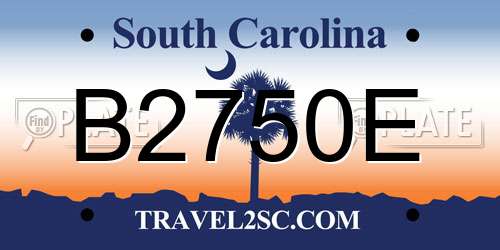 B2750E South Carolina License Plate
