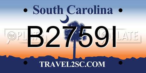B2759I South Carolina License Plate
