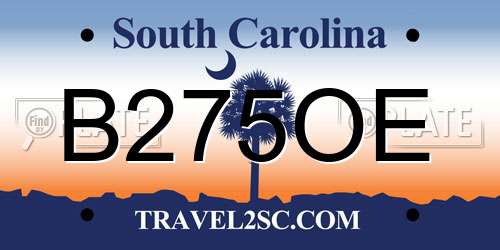 B275OE South Carolina License Plate
