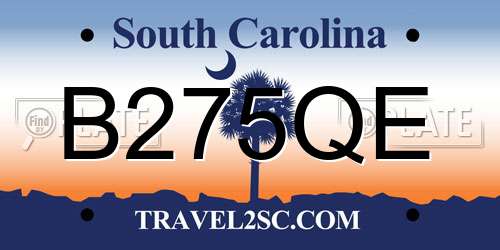 B275QE South Carolina License Plate