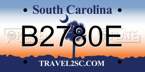 B2780E South Carolina License Plate