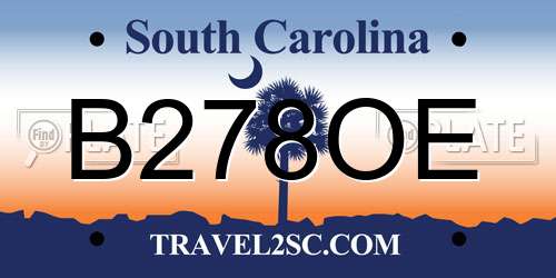 B278OE South Carolina License Plate