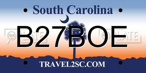 B27BOE South Carolina License Plate