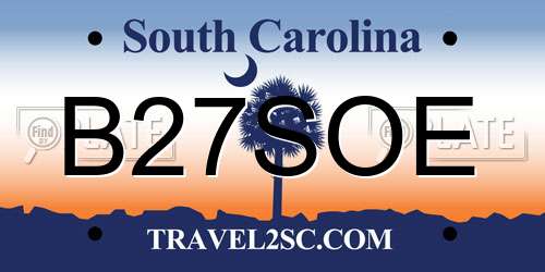 B27SOE South Carolina License Plate