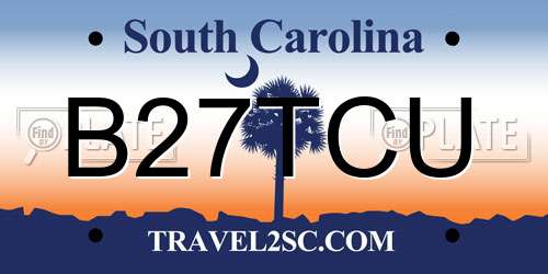 B27TCU South Carolina License Plate