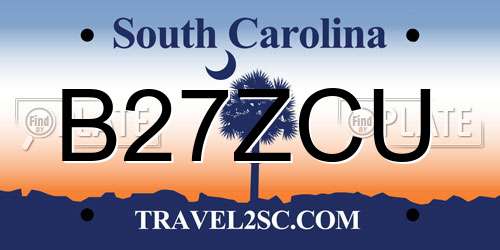 B27ZCU South Carolina License Plate
