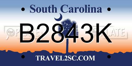 B2843K South Carolina License Plate