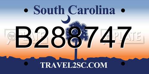 B288747 South Carolina License Plate