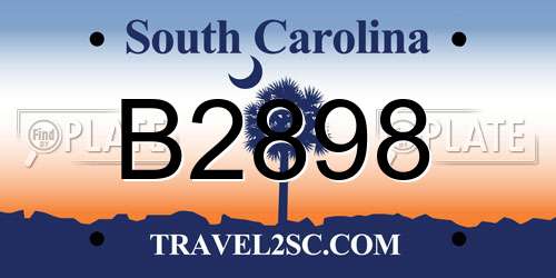 B2898 South Carolina License Plate