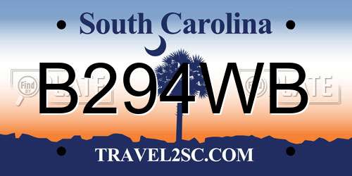 B294WB South Carolina License Plate