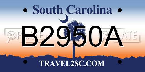 B2950A South Carolina License Plate