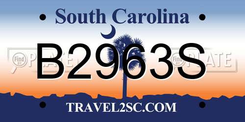 B2963S South Carolina License Plate
