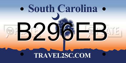 B296EB South Carolina License Plate