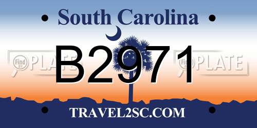 B2971 South Carolina License Plate