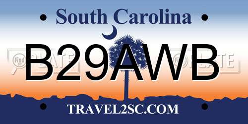 B29AWB South Carolina License Plate