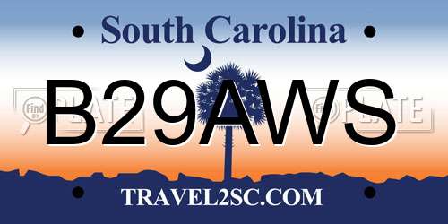 B29AWS South Carolina License Plate