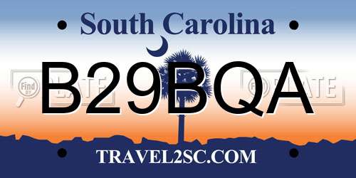 B29BQA South Carolina License Plate