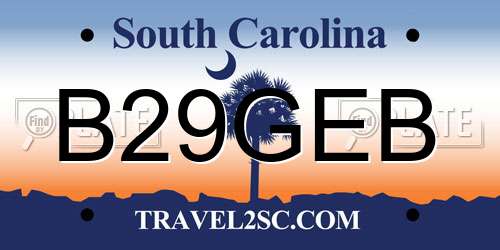 B29GEB South Carolina License Plate