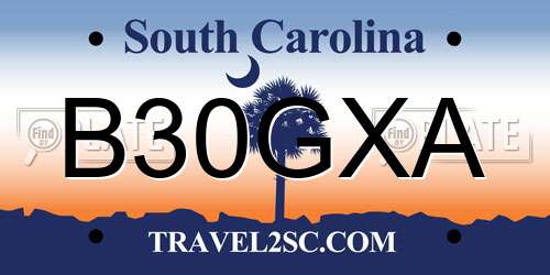 B30GXA South Carolina License Plate